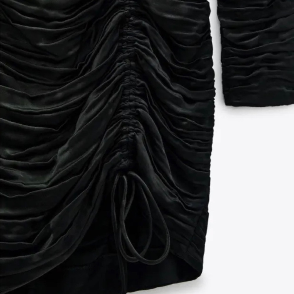 ZARA Limited Edition Satin Ruched Mini Dress - Picture 4 of 10